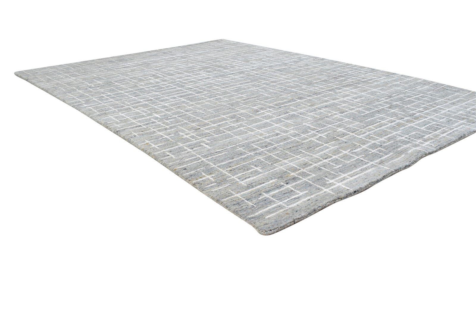 Handloom Dark Grey Wool / Silk Rug 5X8 Modern Scandinavian Abstract Room Size 7864233001109