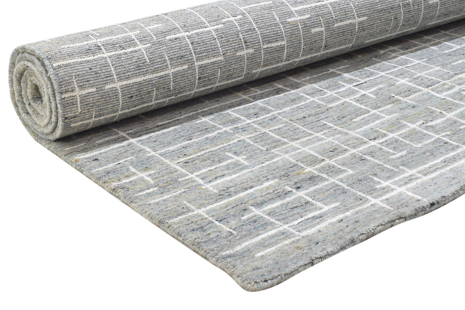 Handloom Dark Grey Wool / Silk Rug 5X8 Modern Scandinavian Abstract Room Size 7864233001109