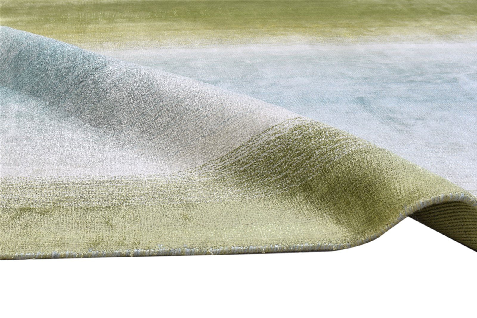 Handloom Green Silk Rug 5' X 7' Modern Scandinavian Ombre Room Size Carpet 7864153800853