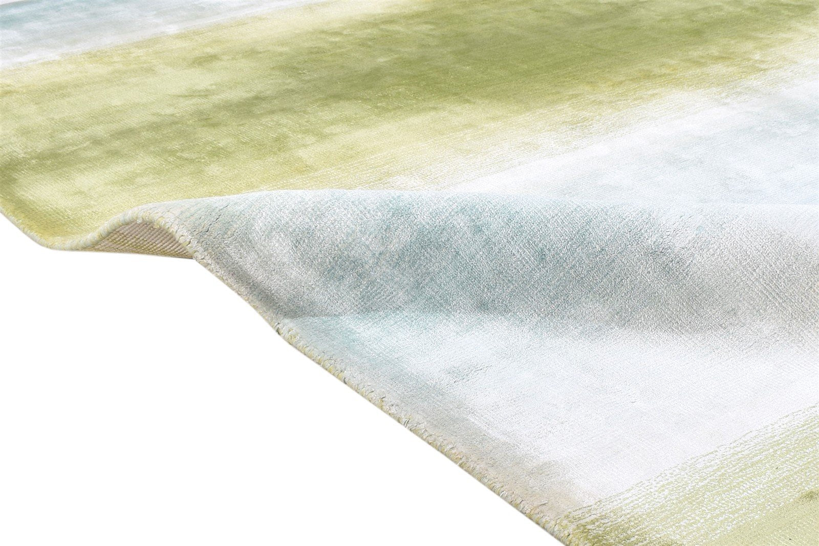 Handloom Green Silk Rug 5' X 7' Modern Scandinavian Ombre Room Size Carpet 7864153800853