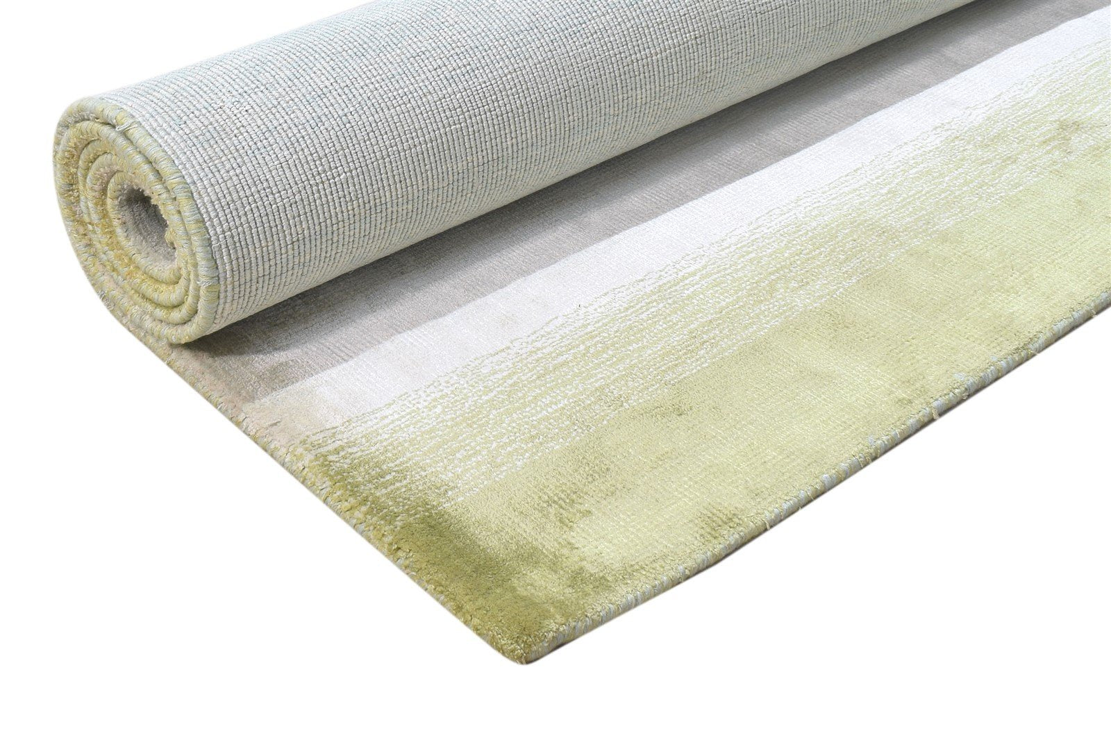 Handloom Green Silk Rug 5' X 7' Modern Scandinavian Ombre Room Size Carpet 7864153800853