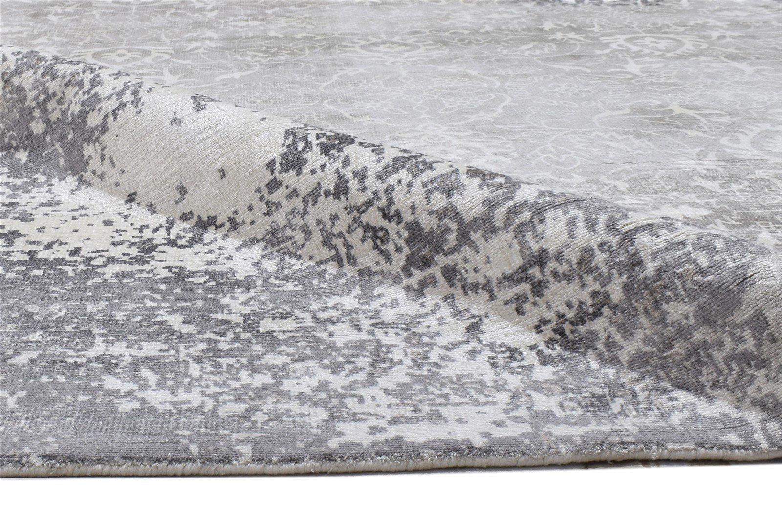 Morissa Handloom Grey Silk Rug 5' X 7' Modern Scandinavian Floral 7864149639317