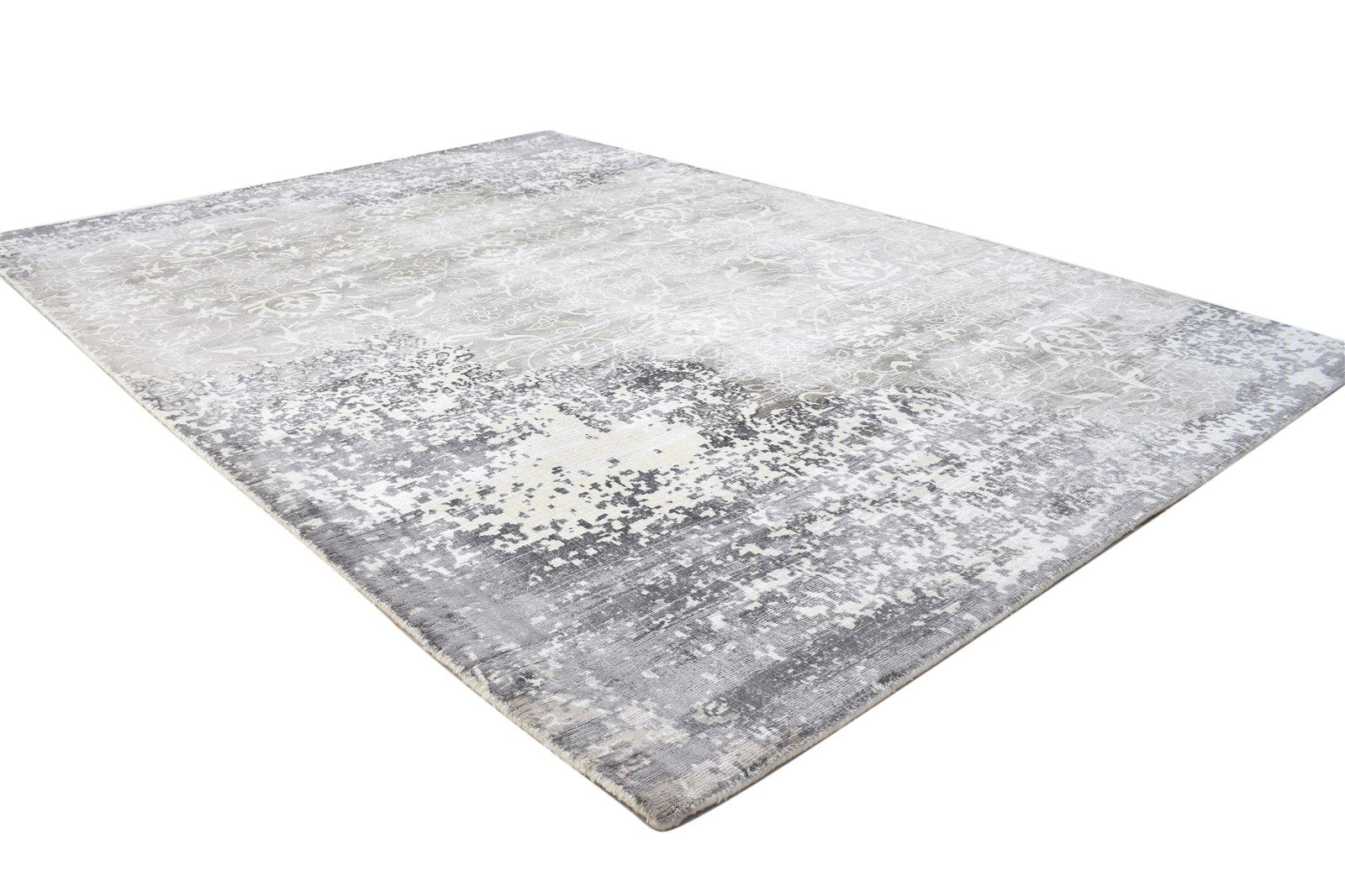 Morissa Handloom Grey Silk Rug 5' X 7' Modern Scandinavian Floral 7864149639317