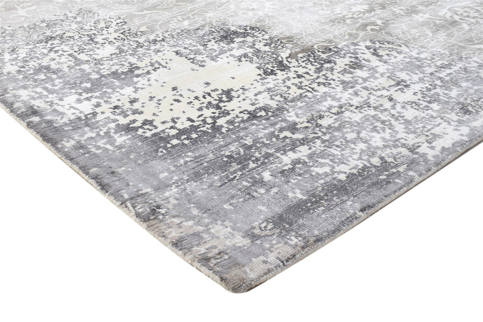 Morissa Handloom Grey Silk Rug 5' X 7' Modern Scandinavian Floral 7864149639317