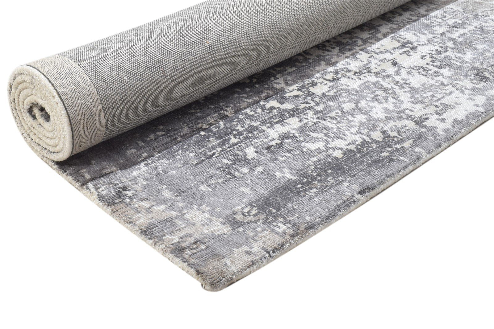 Morissa Handloom Grey Silk Rug 5' X 7' Modern Scandinavian Floral 7864149639317