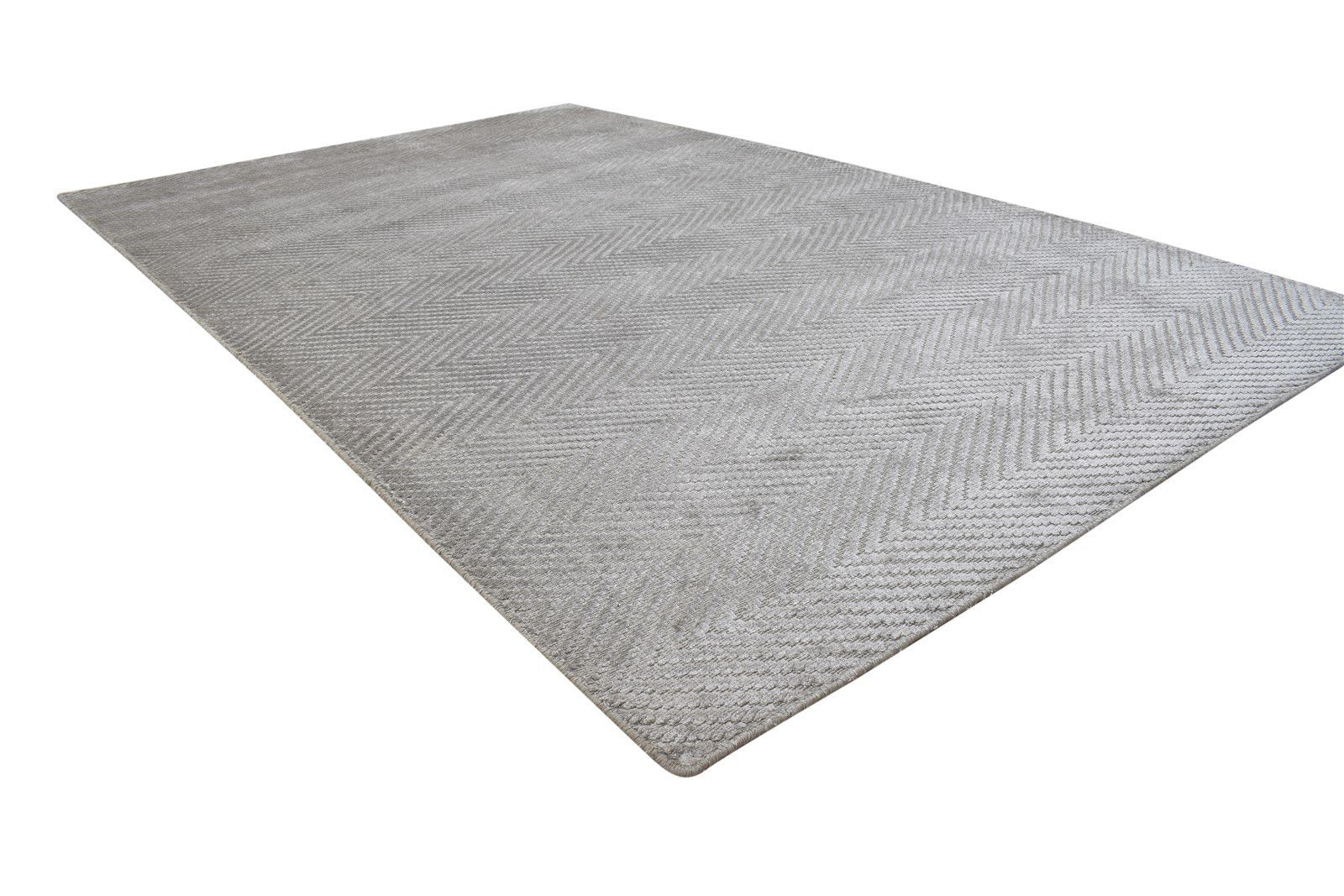 Handloom Grey Silk Rug 5' X 8' Modern Scandinavian Diamond Room Size Carpet 7864156487829