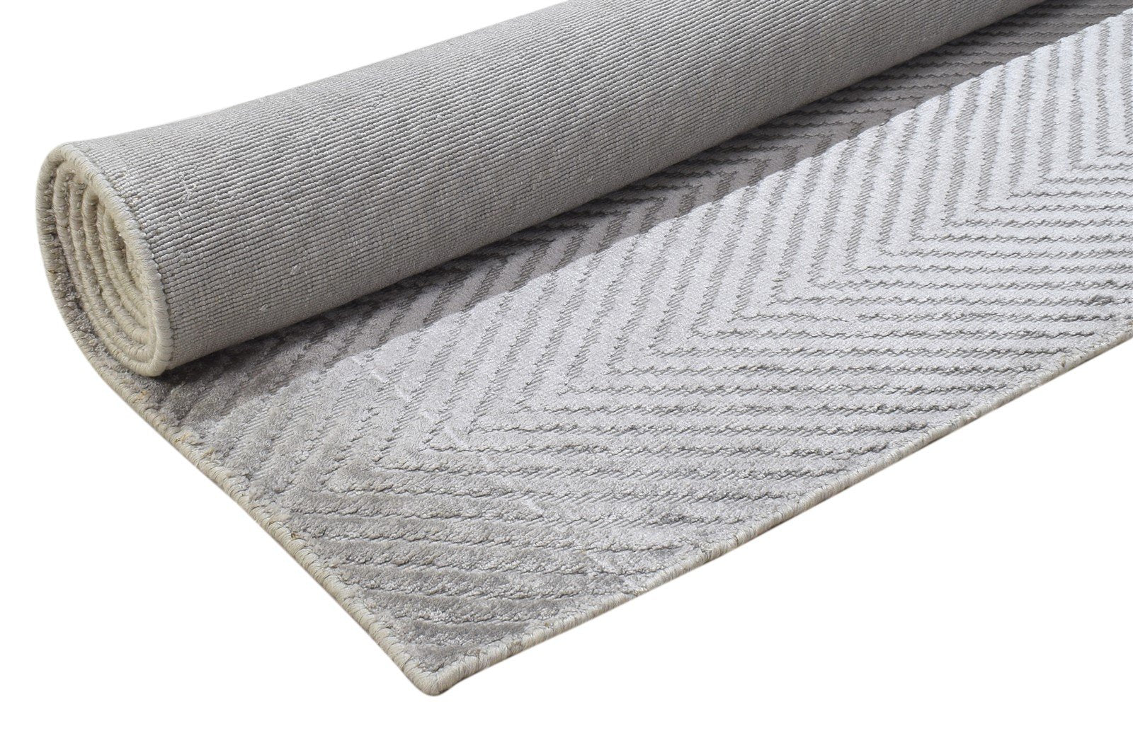 Handloom Grey Silk Rug 5' X 8' Modern Scandinavian Diamond Room Size Carpet 7864312234133