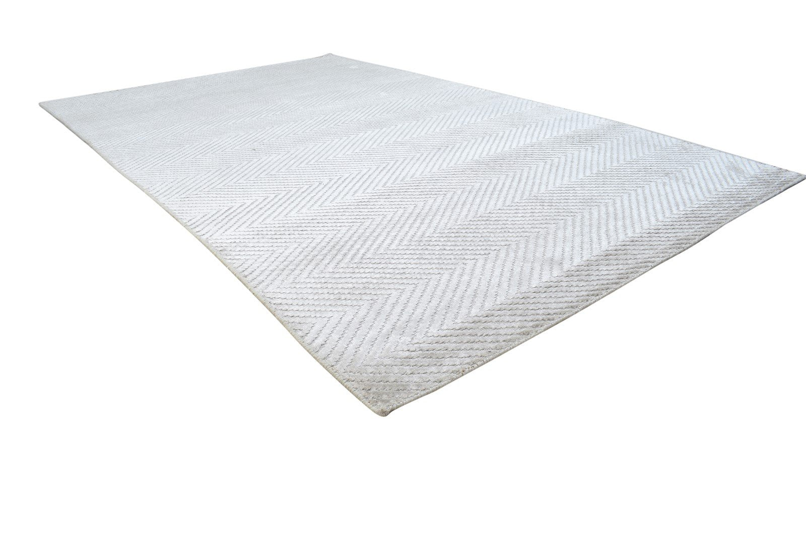 Handloom Grey Silk Rug 5' X 8' Modern Scandinavian Diamond Room Size Carpet 7864513364117