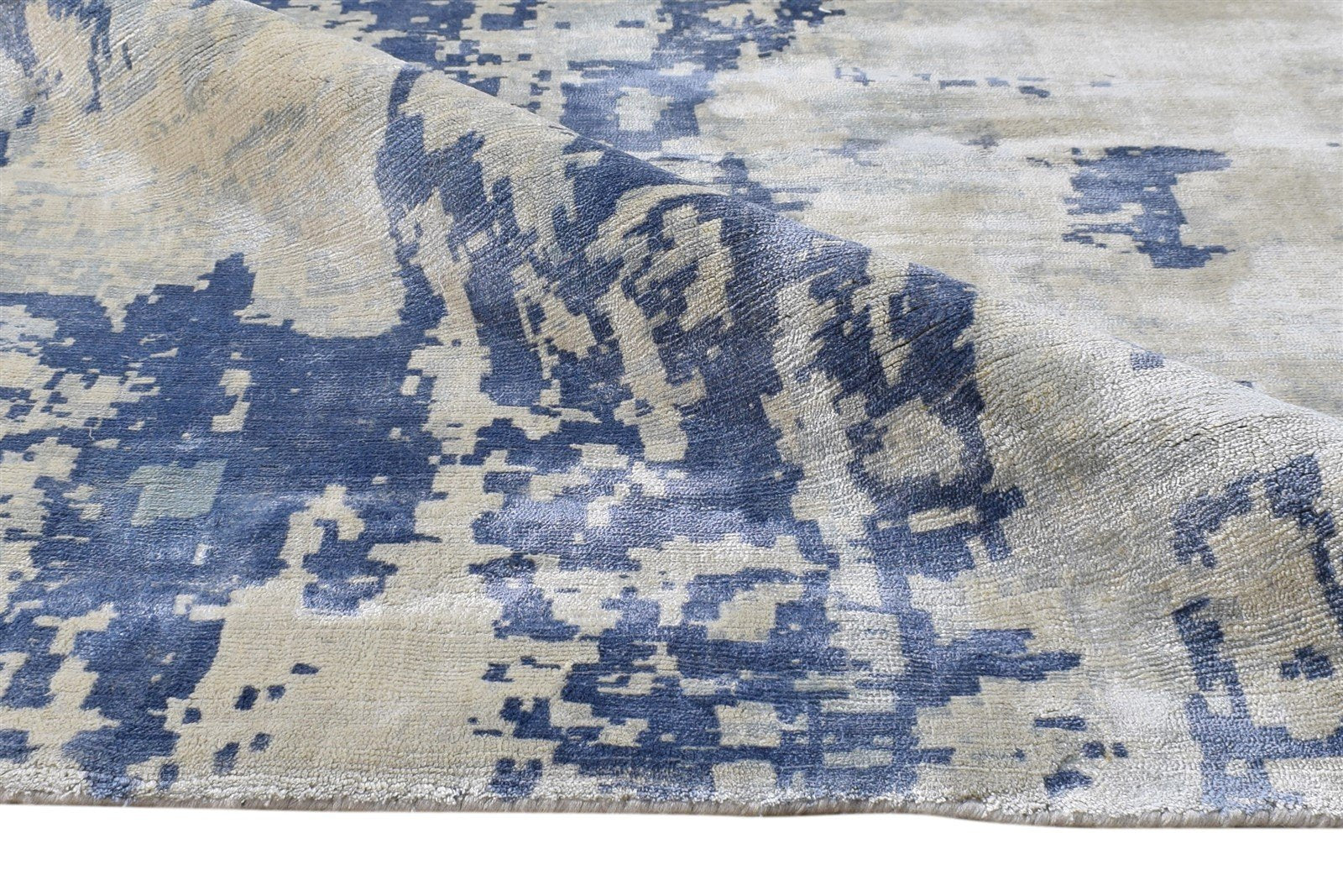 Handloom Grey Silk Rug 9' X 9' Modern American Abstract Large Carpet 7865149161621
