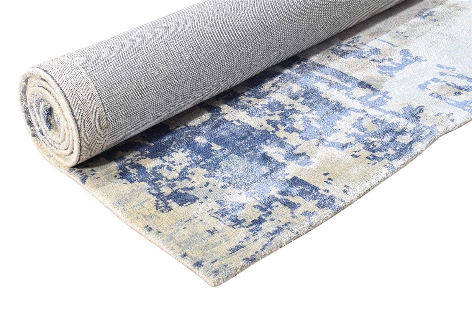 Handloom Grey Silk Rug 9' X 9' Modern American Abstract Large Carpet 7865149161621