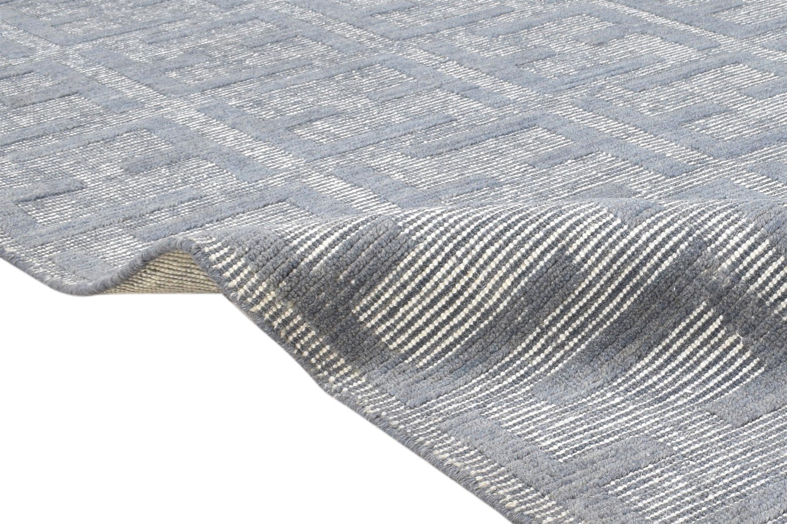 Handloom Grey Wool Rug 6' X 8' Modern Scandinavian Geometric Room Size Carpet 7865006063765