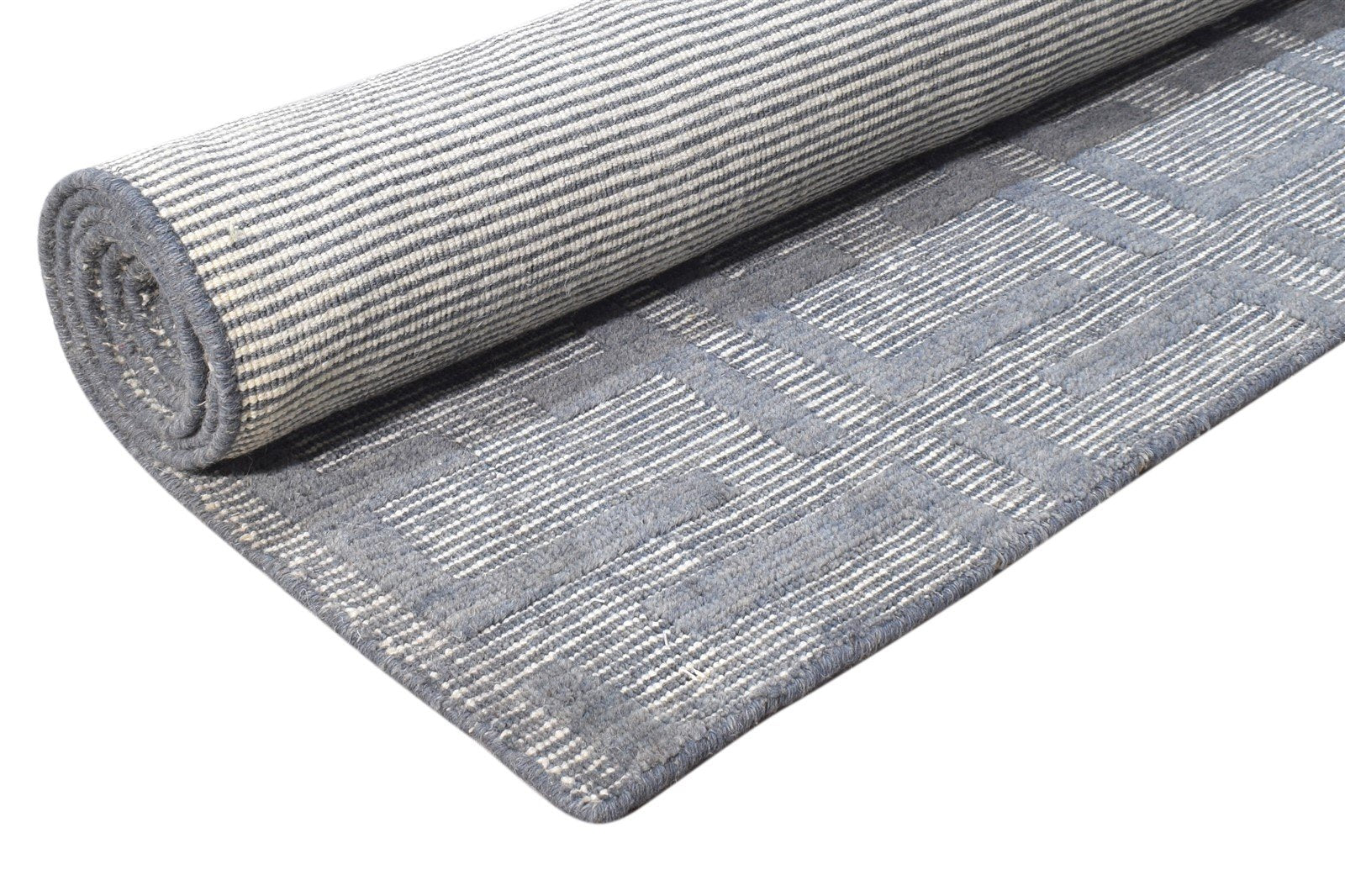 Handloom Grey Wool Rug 6' X 8' Modern Scandinavian Geometric Room Size Carpet 7865006063765