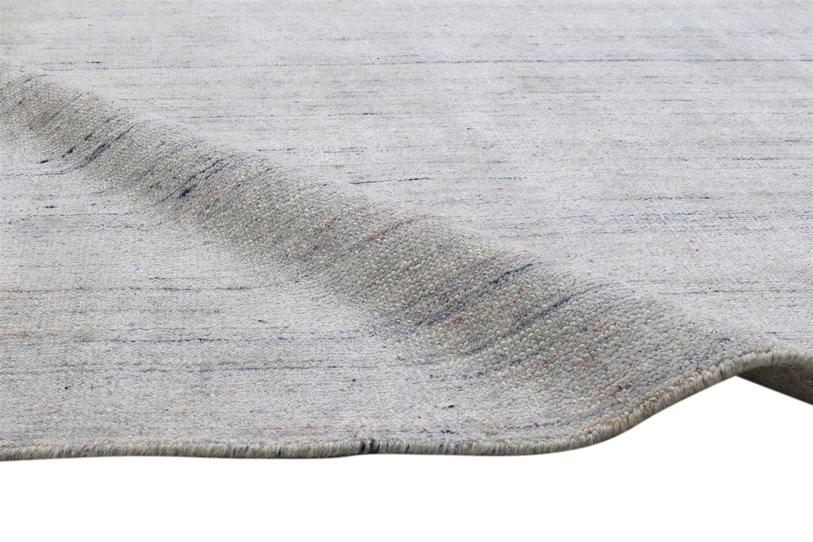 Handloom Grey Wool / Silk Rug 5X7 Modern Scandinavian Striped Room Size Carpet 7864153145493