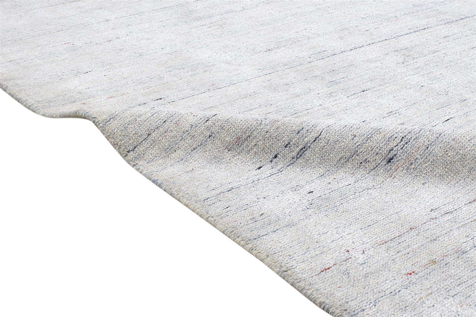 Handloom Grey Wool / Silk Rug 5X7 Modern Scandinavian Striped Room Size Carpet 7864153145493