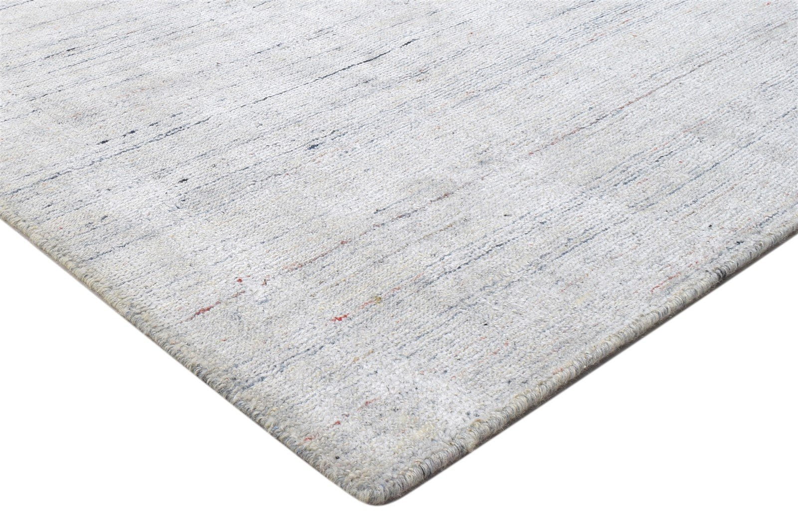 Handloom Grey Wool / Silk Rug 5X7 Modern Scandinavian Striped Room Size Carpet 7864153145493