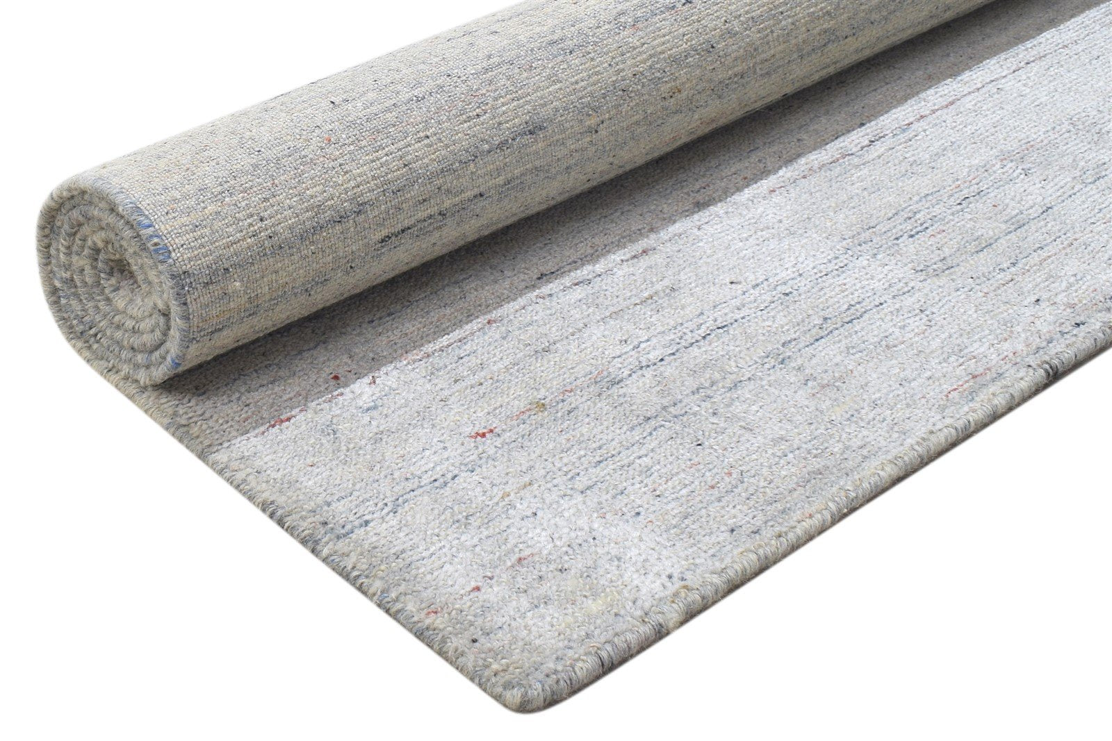 Handloom Grey Wool / Silk Rug 5X7 Modern Scandinavian Striped Room Size Carpet 7864153145493