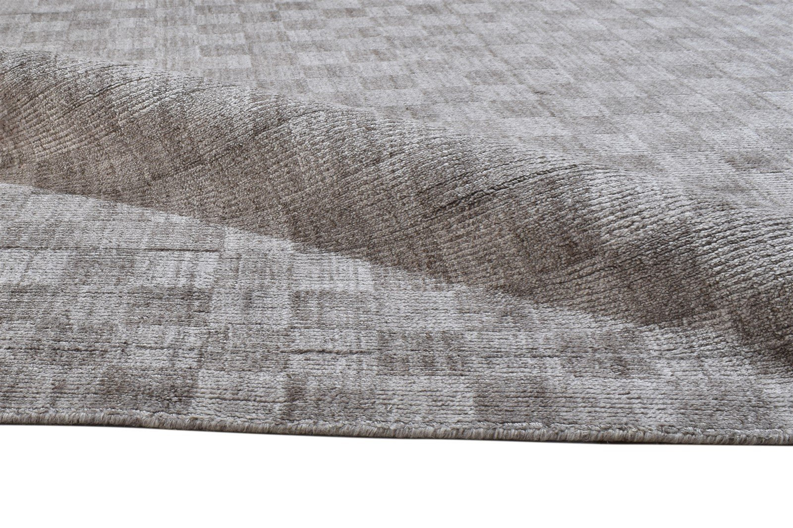 Handloom Grey Wool / Silk Rug 5X8 Modern Scandinavian Geometric Room Size 7864163074197