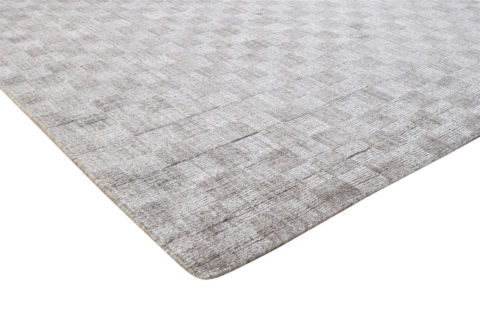 Handloom Grey Wool / Silk Rug 5X8 Modern Scandinavian Geometric Room Size 7864163074197