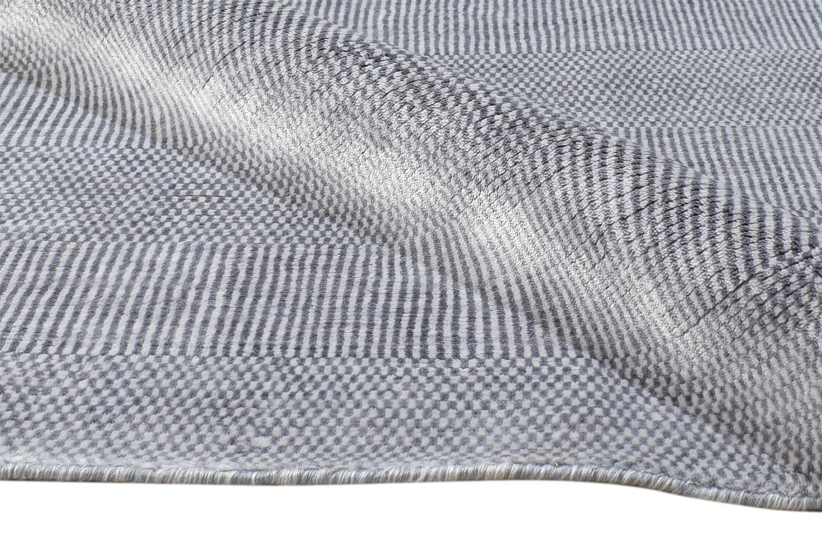Handloom Grey Wool / Silk Rug 6X8 Modern Scandinavian Solid Room Size Carpet 7864998690965