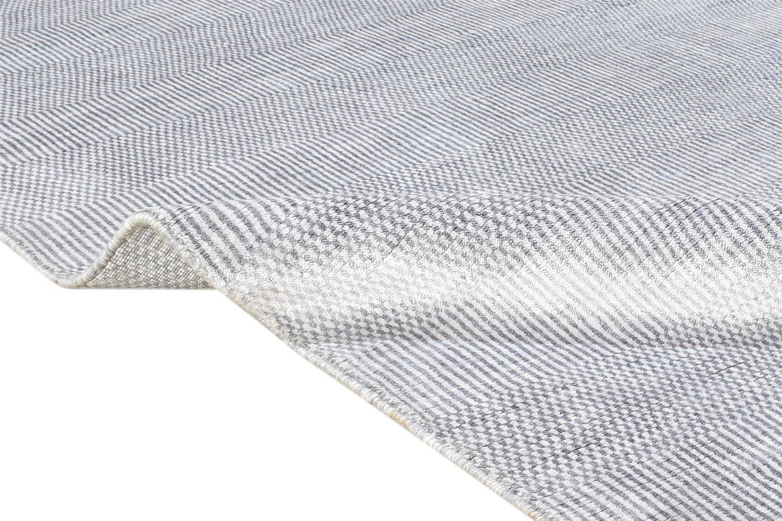 Handloom Grey Wool / Silk Rug 6X8 Modern Scandinavian Solid Room Size Carpet 7864998690965