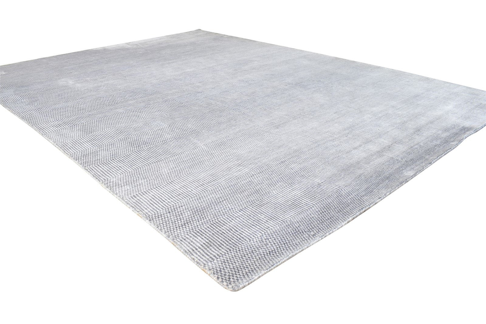 Handloom Grey Wool / Silk Rug 6X8 Modern Scandinavian Solid Room Size Carpet 7864998690965