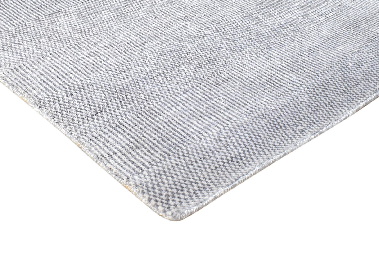 Handloom Grey Wool / Silk Rug 6X8 Modern Scandinavian Solid Room Size Carpet 7864998690965