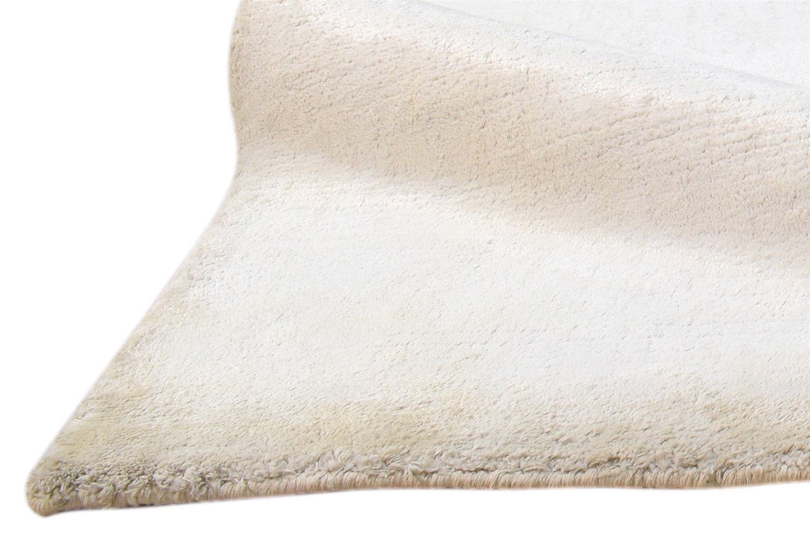 Handloom Ivory Silk Rug 2' X 3' Modern Scandinavian Solid Small Carpet 7860698448021