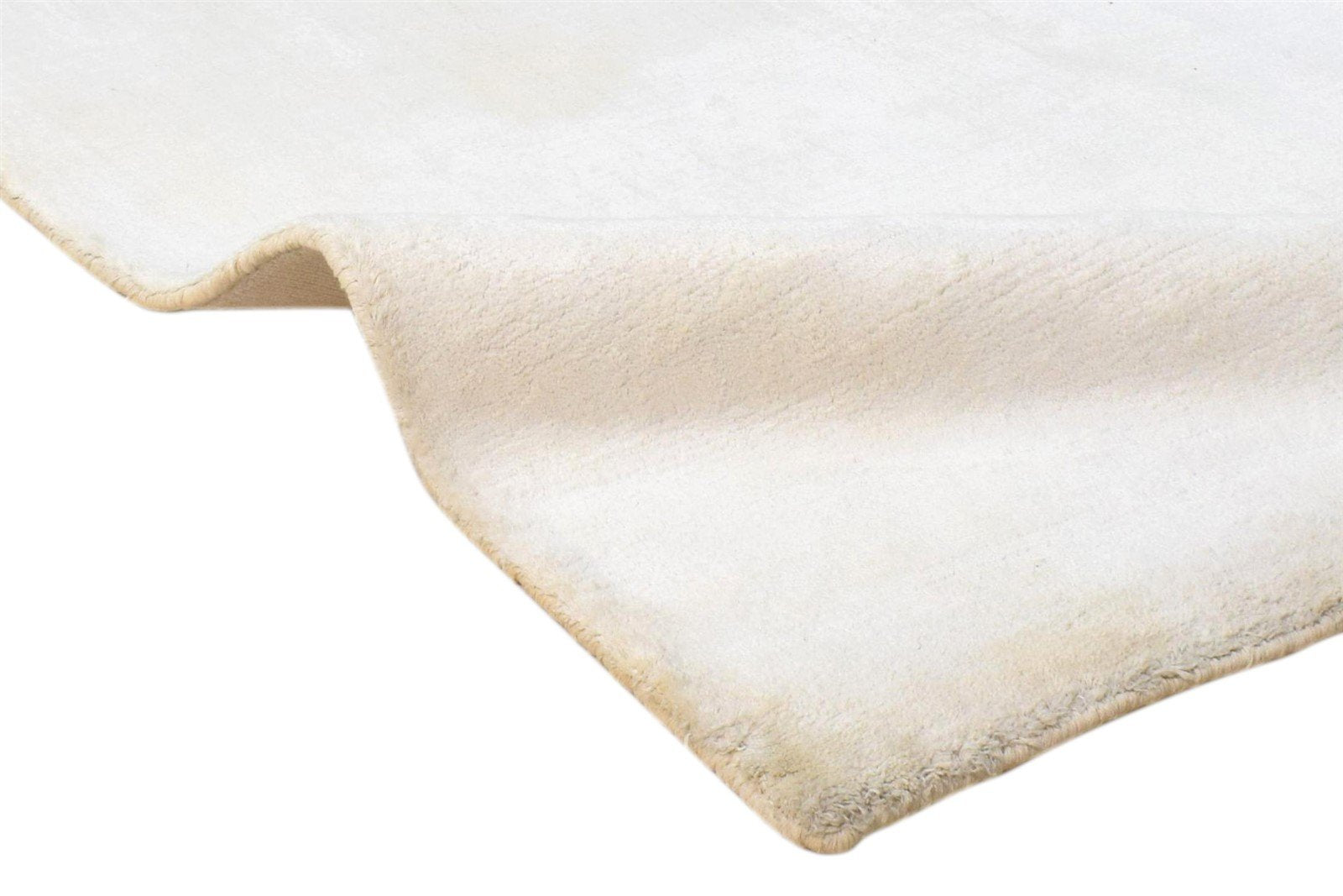 Handloom Ivory Silk Rug 2' X 3' Modern Scandinavian Solid Small Carpet 7860698448021