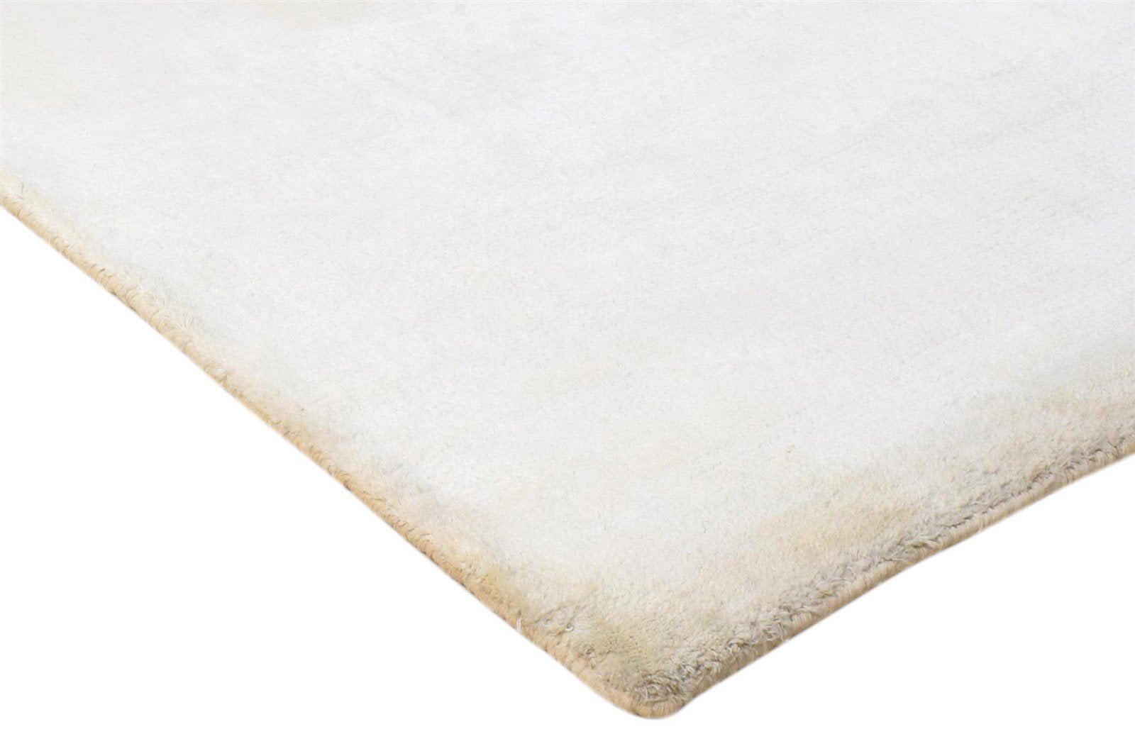 Handloom Ivory Silk Rug 2' X 3' Modern Scandinavian Solid Small Carpet 7860698448021