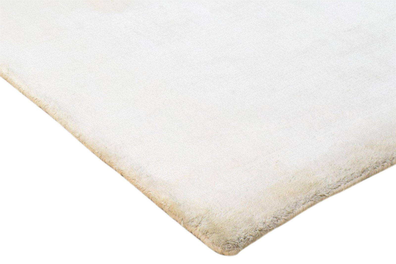 Handloom Ivory Silk Rug 2' X 3' Modern Scandinavian Solid Small Carpet 7860698448021