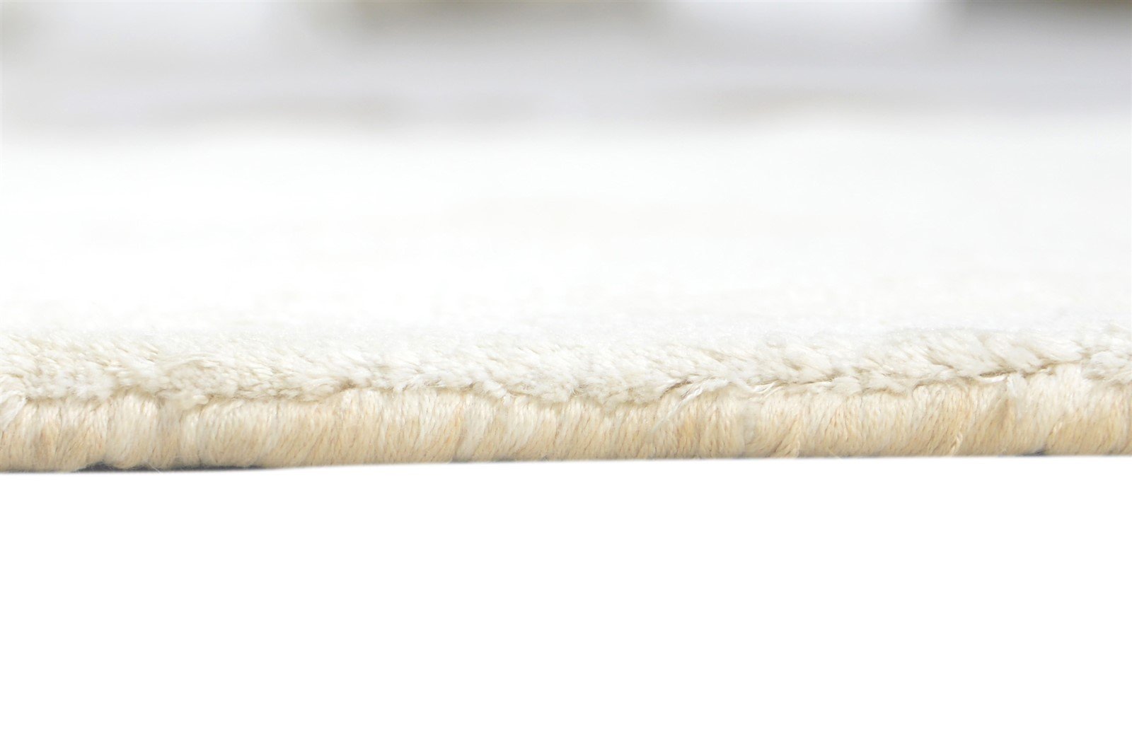 Handloom Ivory Silk Rug 2' X 3' Modern Scandinavian Solid Small Carpet 7860698448021