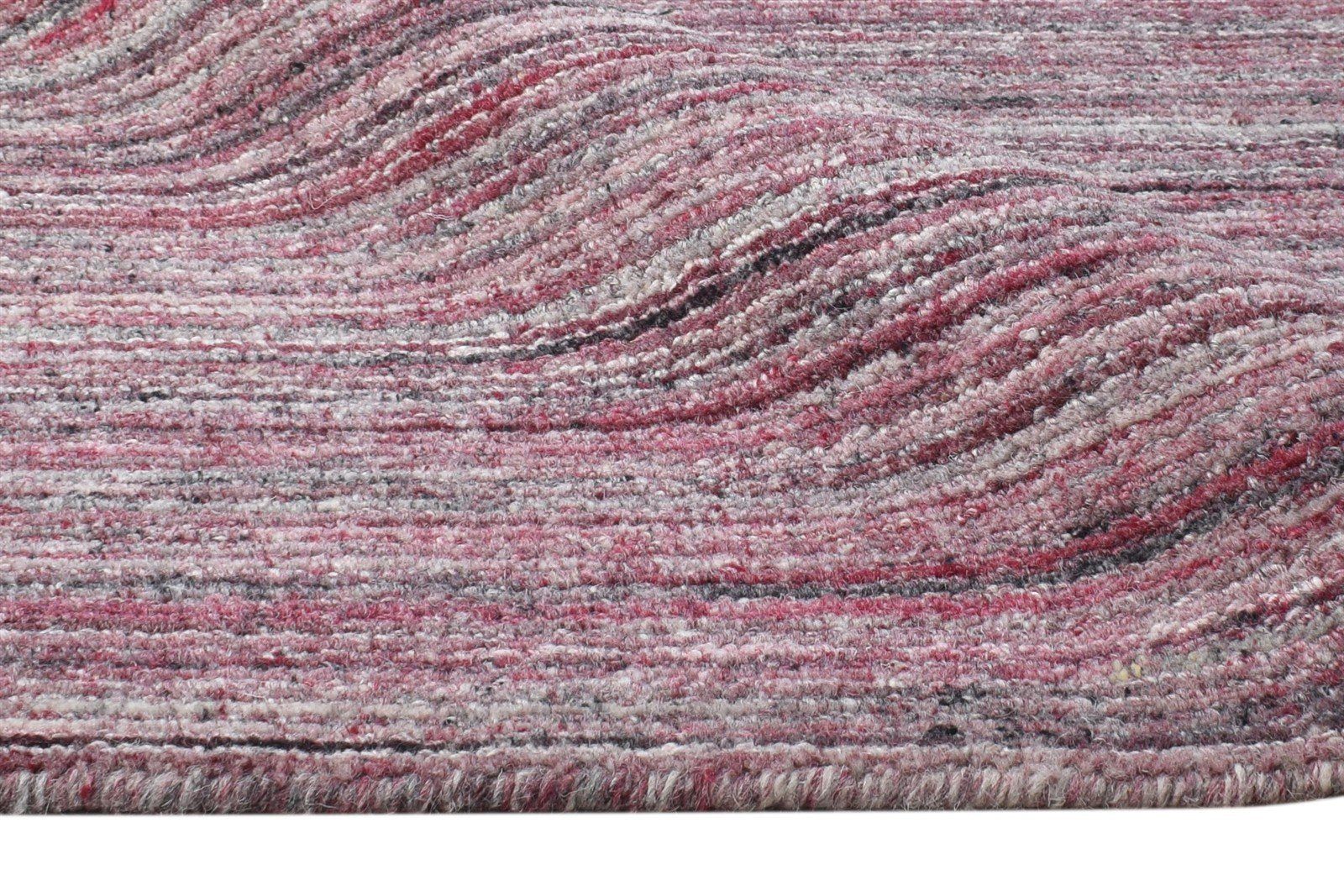 Handloom Purple Wool Rug 2' X 3' Modern Scandinavian Solid Small Carpet 7865134022805
