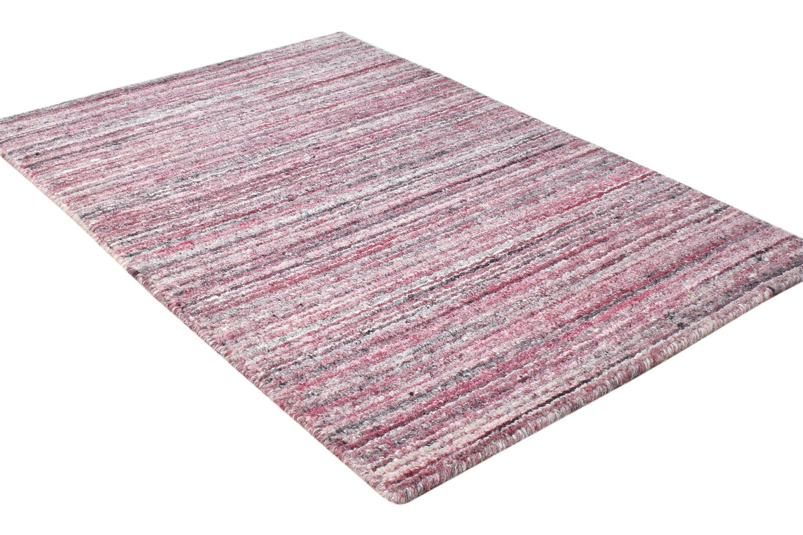 Handloom Purple Wool Rug 2' X 3' Modern Scandinavian Solid Small Carpet 7865134022805