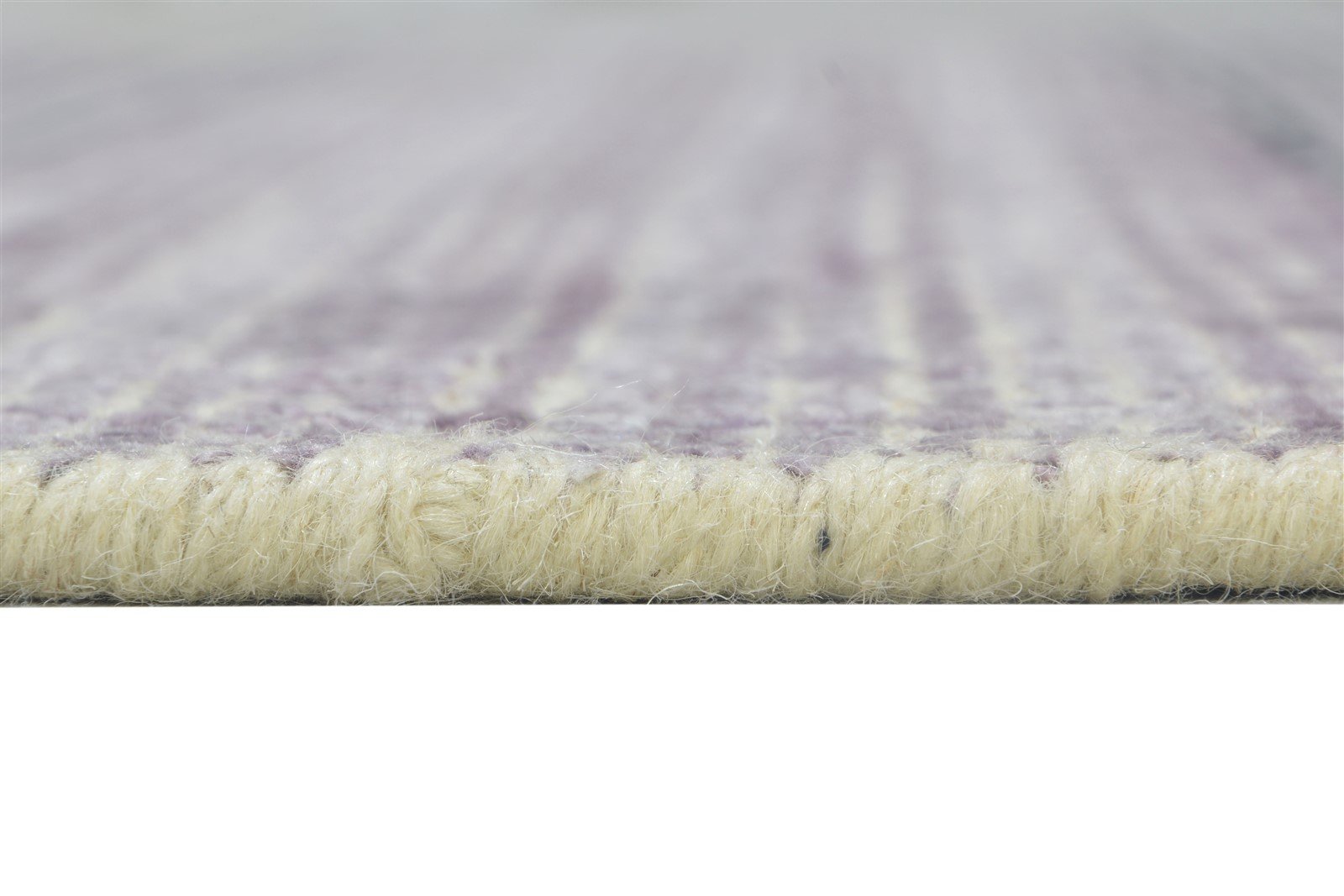 Handloom Purple Wool / Silk Rug 4X6 Modern Scandinavian Striped Room Size 7864154095765