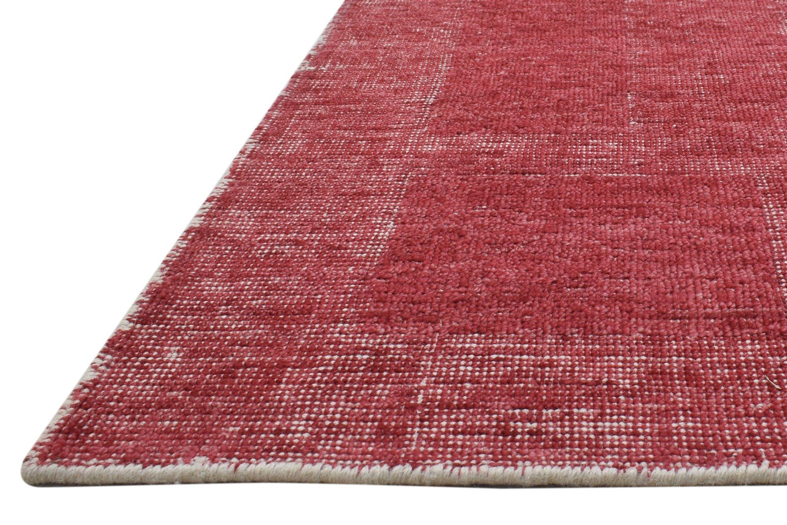 Handloom Red Wool Rug 5' X 6' Modern Scandinavian Geometric Room Size Carpet 7864153571477