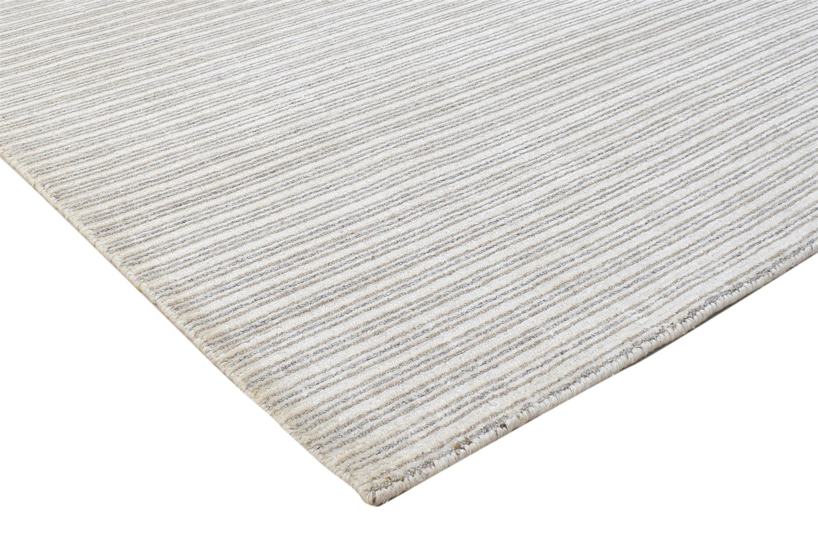 Handloom Sand Silk Rug 4' X 6' Modern Scandinavian Striped Room Size Carpet 7864512053397