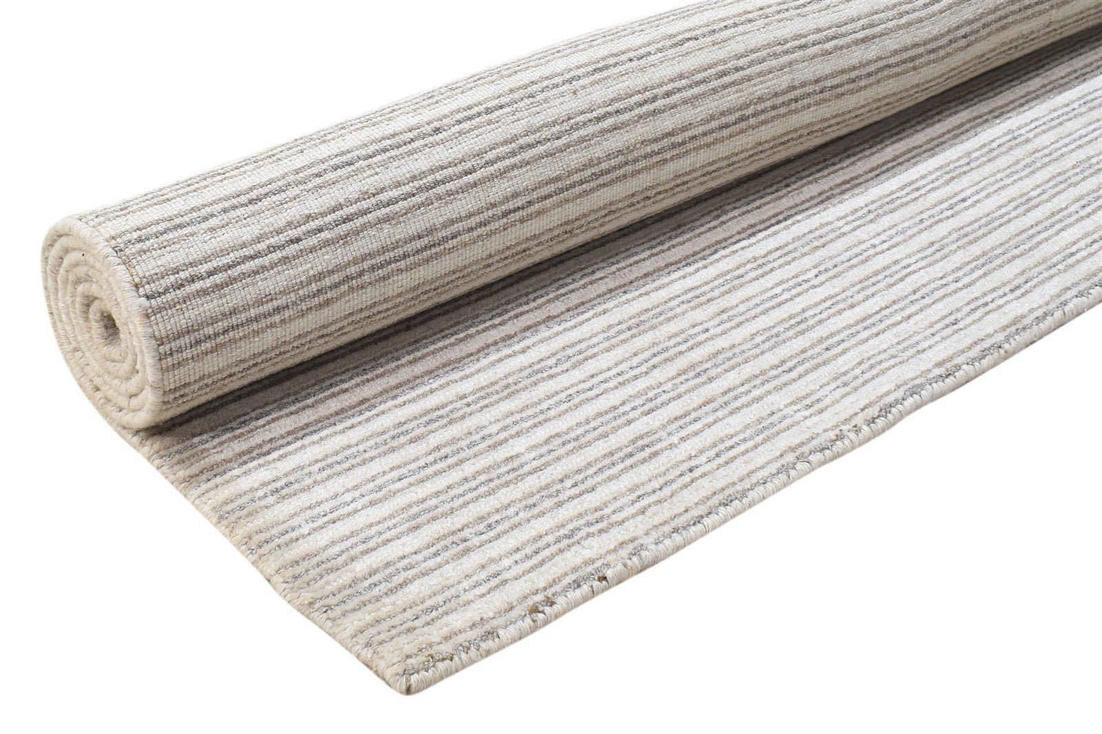 Handloom Sand Silk Rug 4' X 6' Modern Scandinavian Striped Room Size Carpet 7864512053397