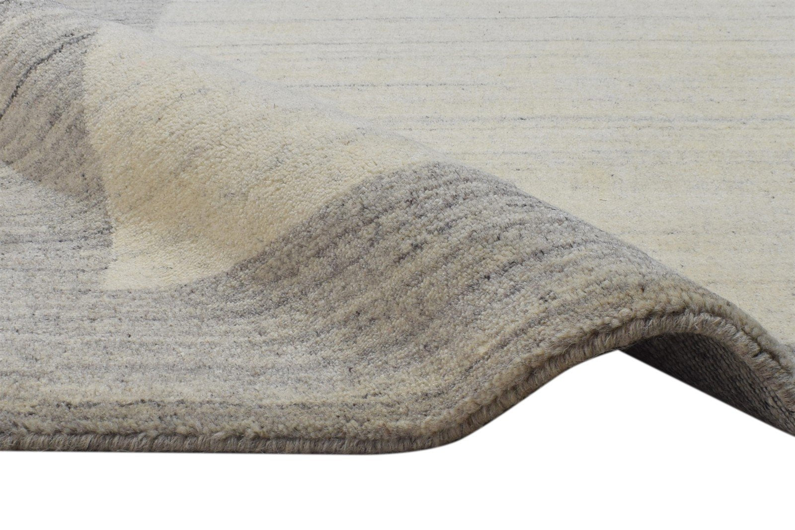 Handloom Sand Wool Rug 4' X 6' Modern Scandinavian Bordered Room Size Carpet 7864884363413