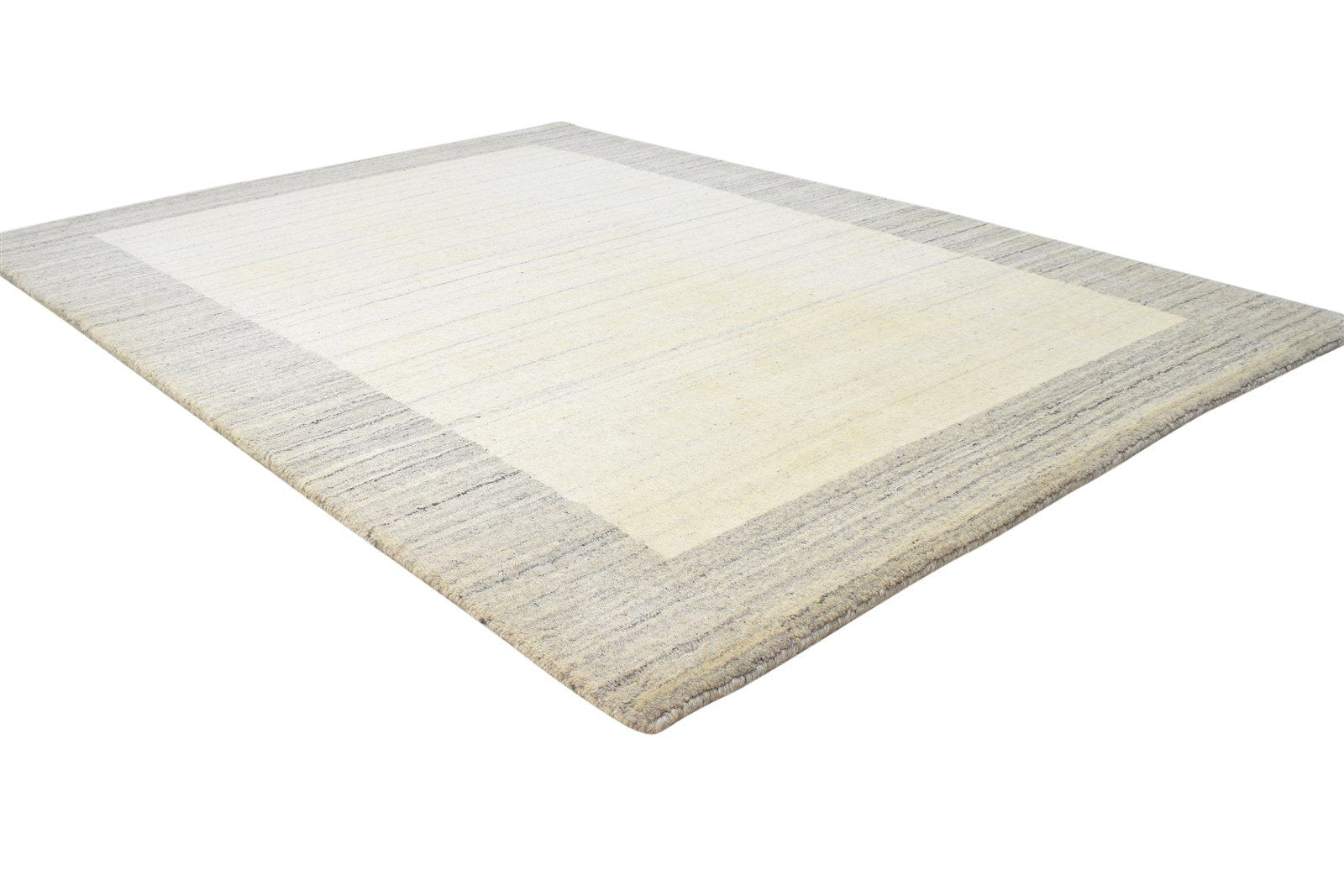 Handloom Sand Wool Rug 4' X 6' Modern Scandinavian Bordered Room Size Carpet 7864884363413
