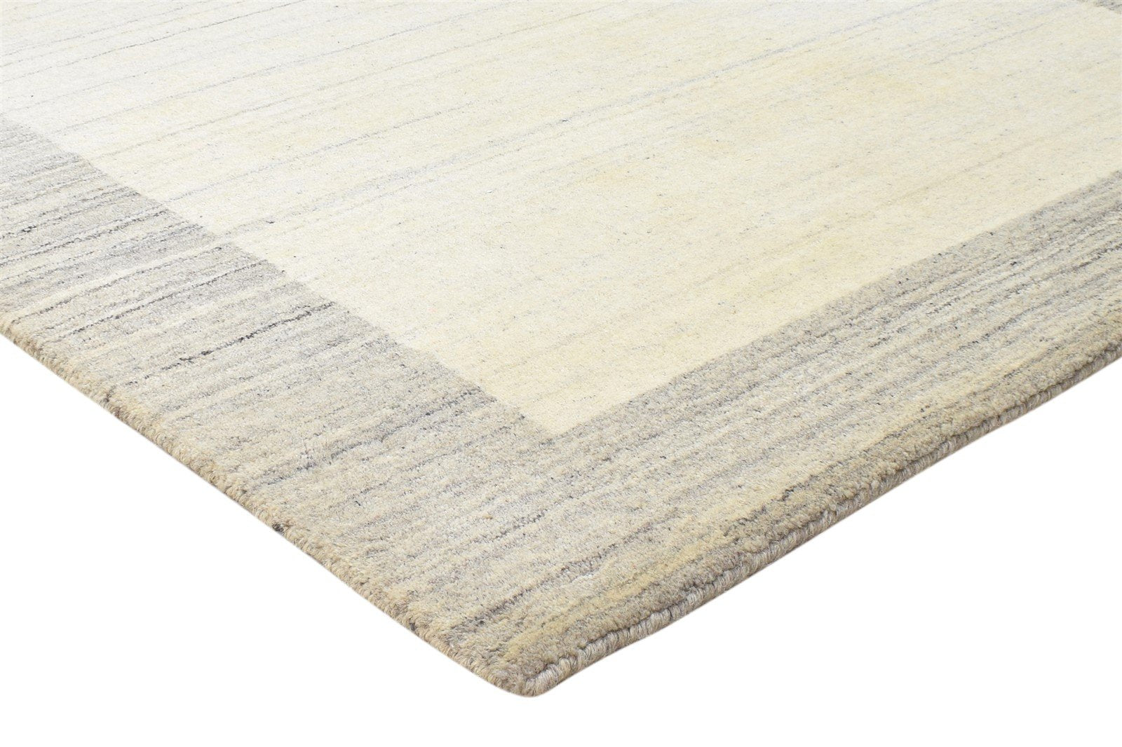 Handloom Sand Wool Rug 4' X 6' Modern Scandinavian Bordered Room Size Carpet 7864884363413