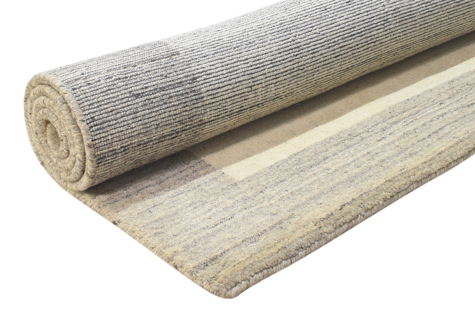 Handloom Sand Wool Rug 4' X 6' Modern Scandinavian Bordered Room Size Carpet 7864884363413