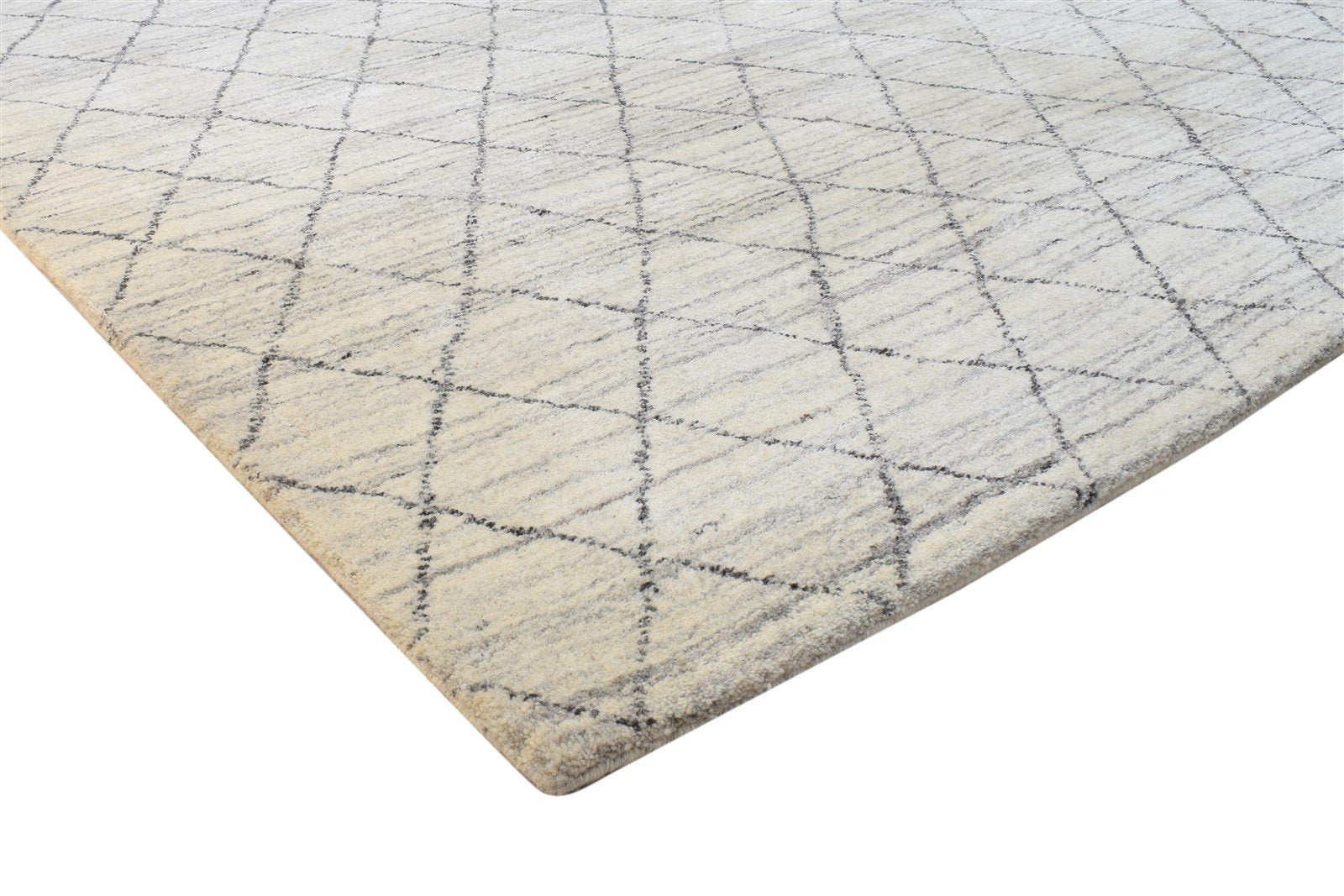 Handloom Sand Wool Rug 5' X 8' Modern Moroccan Diamond Room Size Carpet 7864229626005