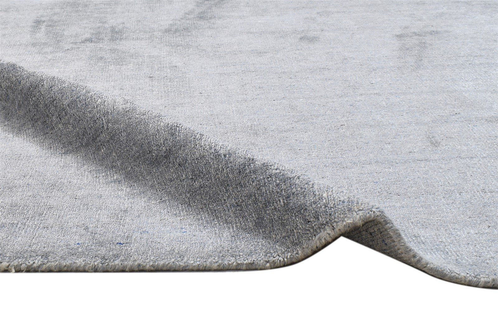 Handloom Silver Silk Rug 5' X 7' Modern Scandinavian Solid Room Size Carpet 7864149672085