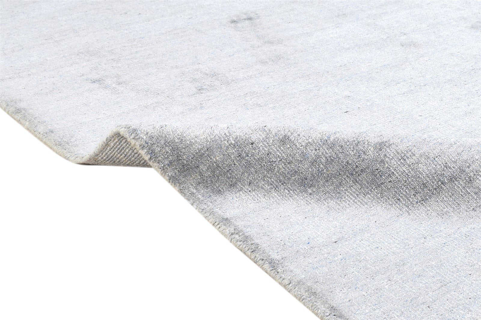 Handloom Silver Silk Rug 5' X 7' Modern Scandinavian Solid Room Size Carpet 7864149672085