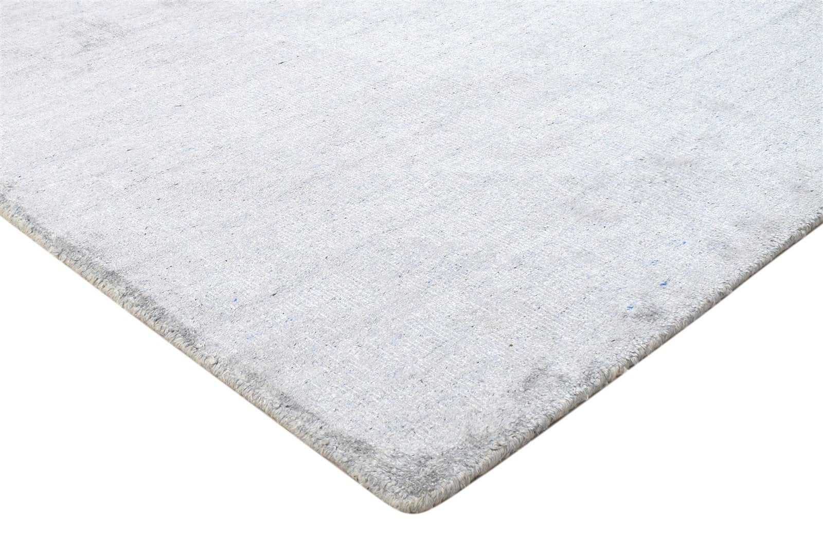 Handloom Silver Silk Rug 5' X 7' Modern Scandinavian Solid Room Size Carpet 7864149672085