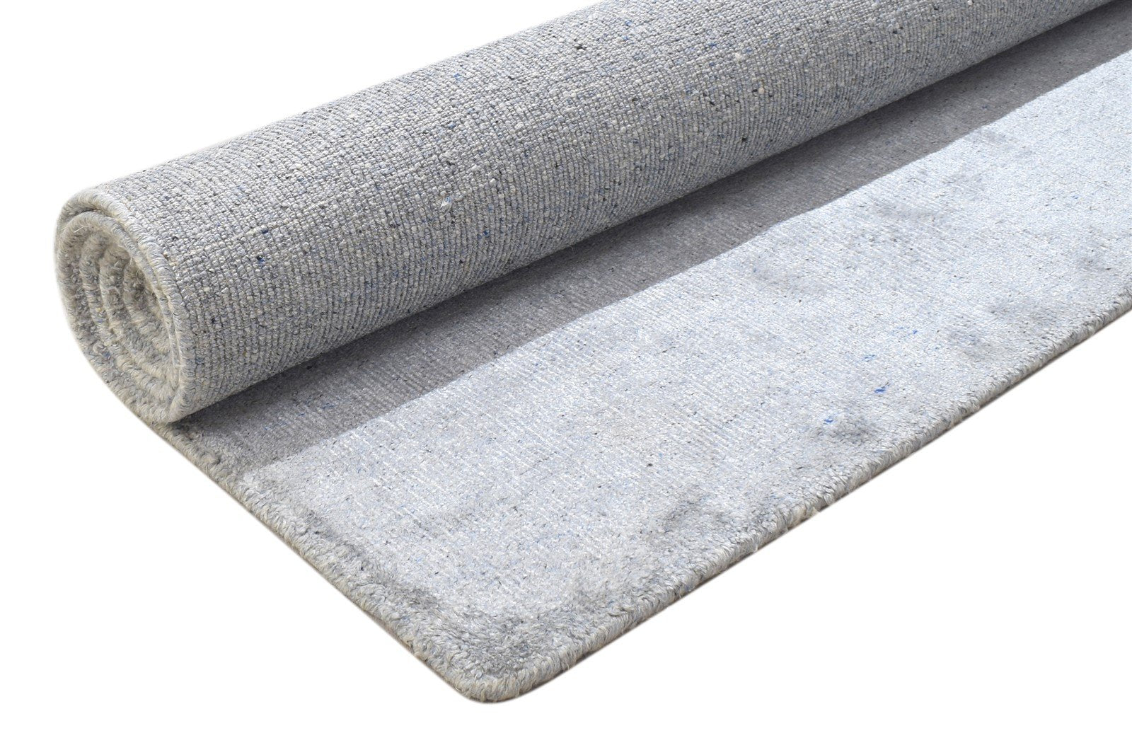 Handloom Silver Silk Rug 5' X 7' Modern Scandinavian Solid Room Size Carpet 7864149672085