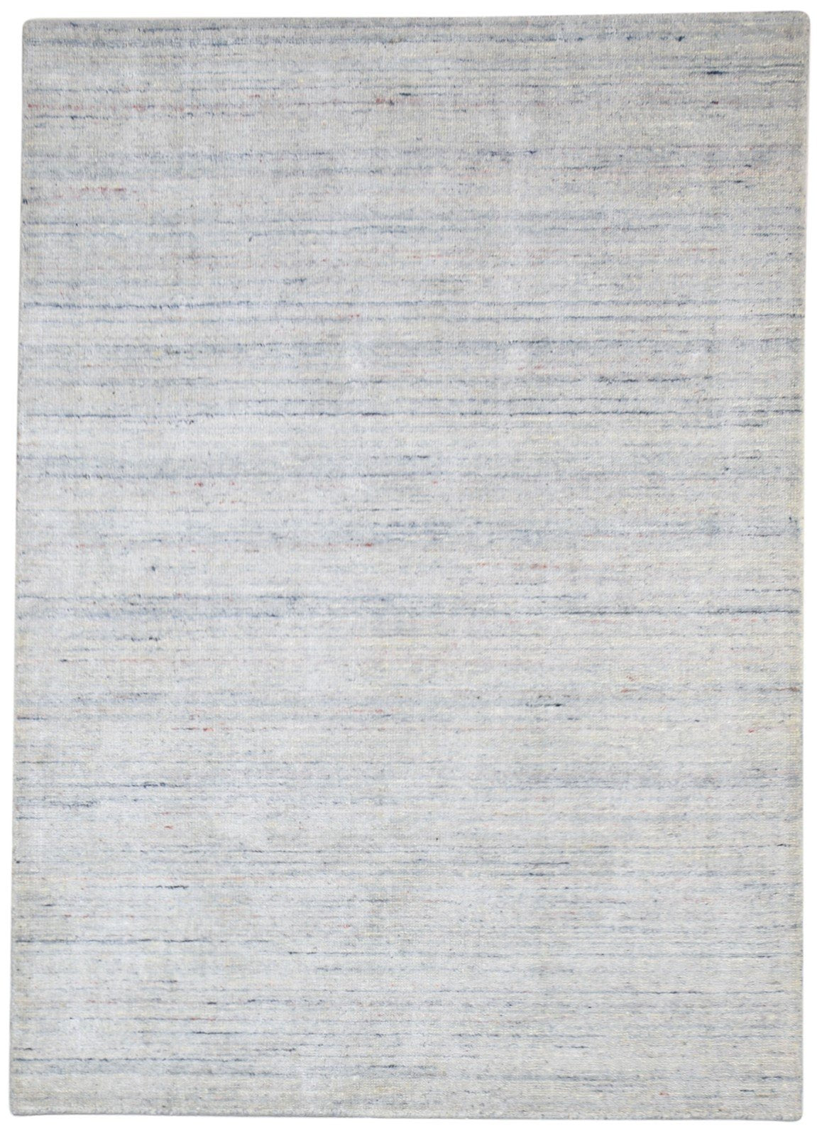 Handloom Silver Wool / Silk Rug 5X6 Modern Scandinavian Solid Room Size Carpet 7864154390677