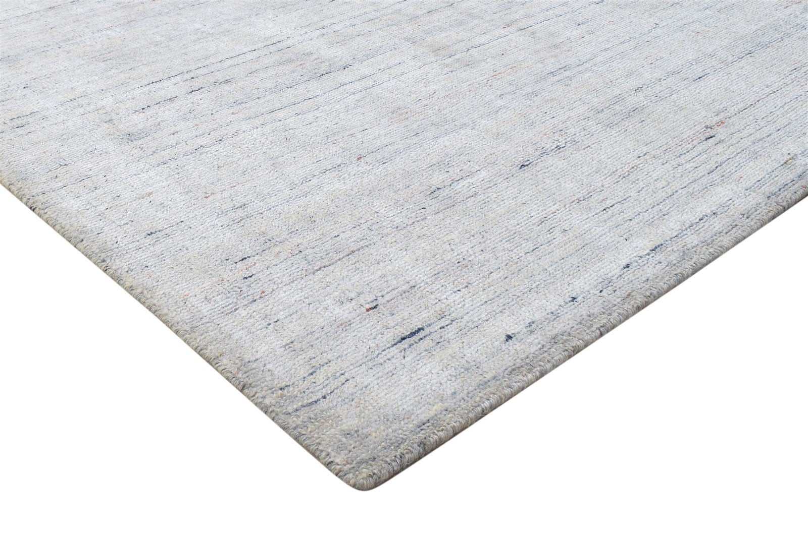 Handloom Silver Wool / Silk Rug 5X6 Modern Scandinavian Solid Room Size Carpet 7864154390677