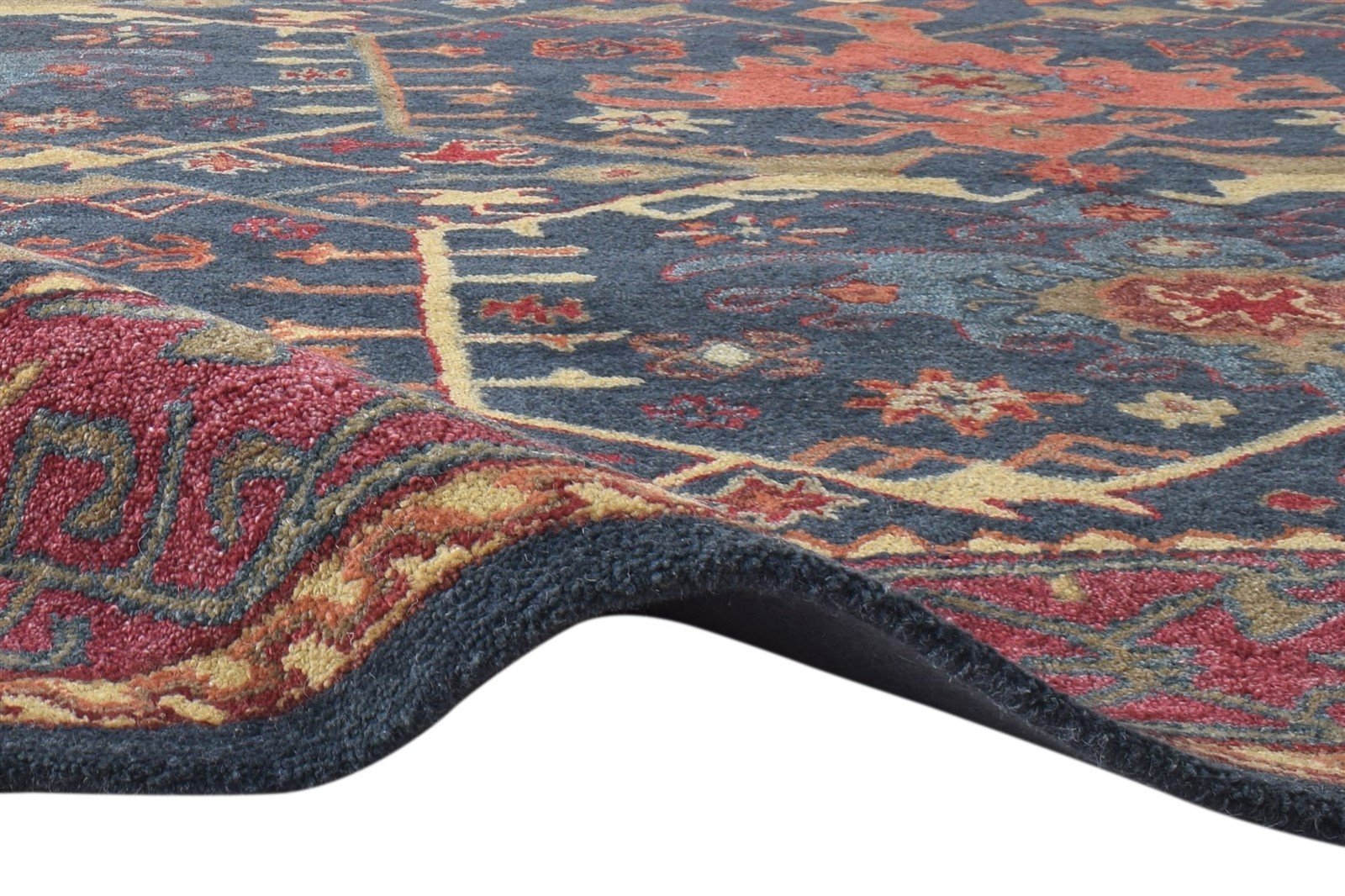 Handmade Rug Wool Oushak Area Rug Runner Modern Channing Blue Indigo Rug 8623913336981