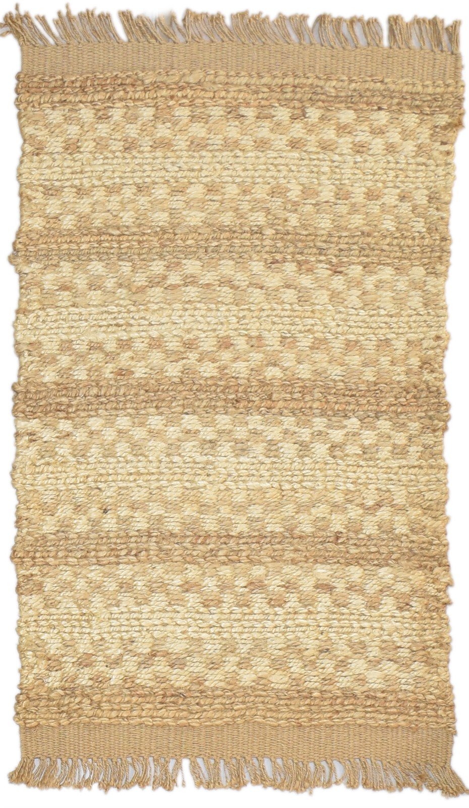 Hemp Gold Rug 2' X 4' Modern Hand Knotted Scandinavian Striped Small Carpet 7864502124693